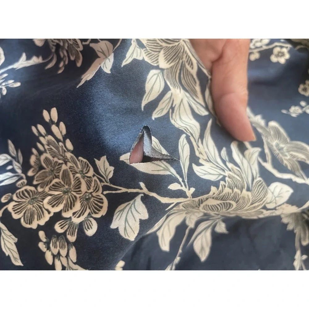Ralph Lauren Deauville Blossom Navy Sateen QUEEN Duvet Cover & 2 Stnd Shams READ